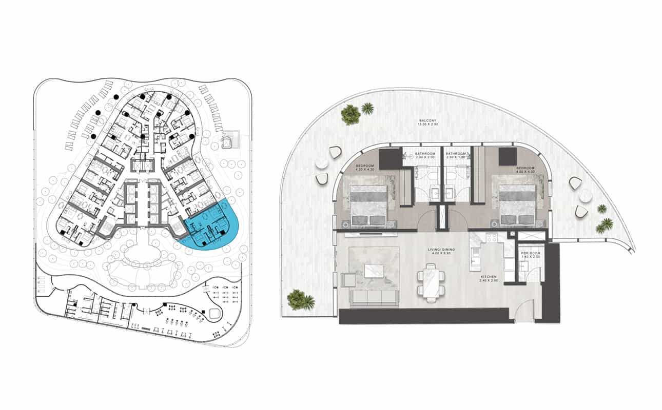 2 Bedroom Floor Plan