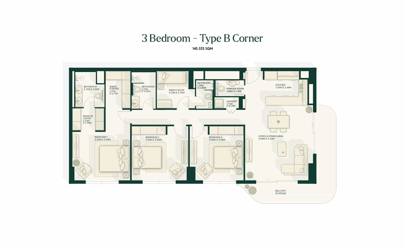 3 Bedroom Type B Floor Plan