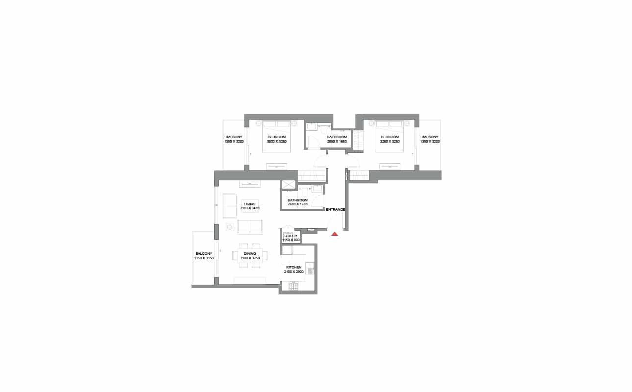 2 Bedroom Type A Floor Plan